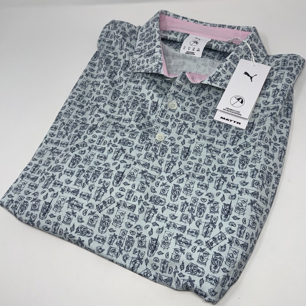 NWT PUMA Men AP Sketch Golf Polo Peaceful Blue XL MATTR